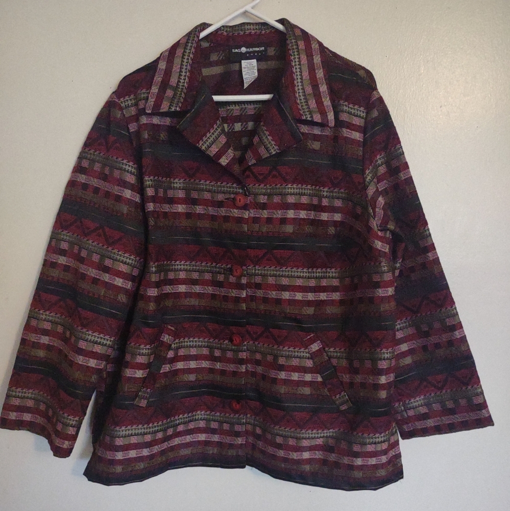 Sag Harbor Printed Blazer Jacket Size 16W